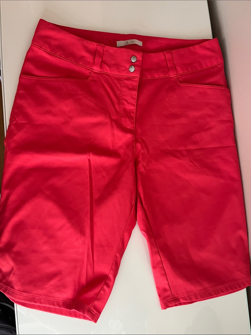 adidas Women's Bright Red Bermuda Shorts coral